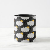 Raining Sunshine Clouds Patroon Design Zwart Mok (Midden)