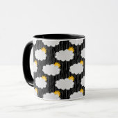 Raining Sunshine Clouds Patroon Design Zwart Mok (Voorkant links)