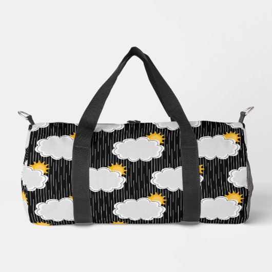 Raining Sunshine Clouds Patroon Design Zwart Plunjezak (Voorkant)