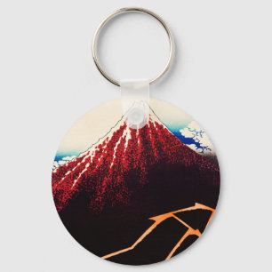 Rainstorm onder de top van Katsushika Hokusai Sleutelhanger