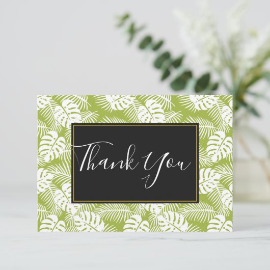 Rainwoud Patroon met groene palmen Bedankkaart (Staand voorkant)