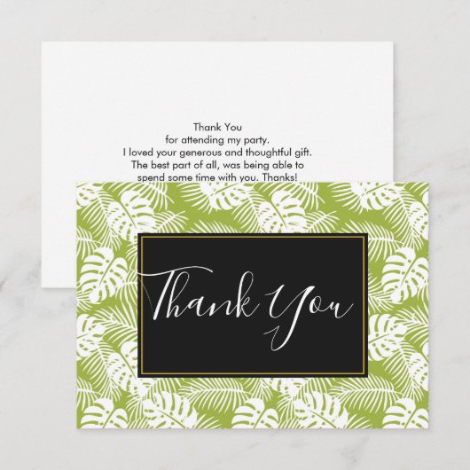 Rainwoud Patroon met groene palmen Bedankkaart (Voorkant / Achterkant)