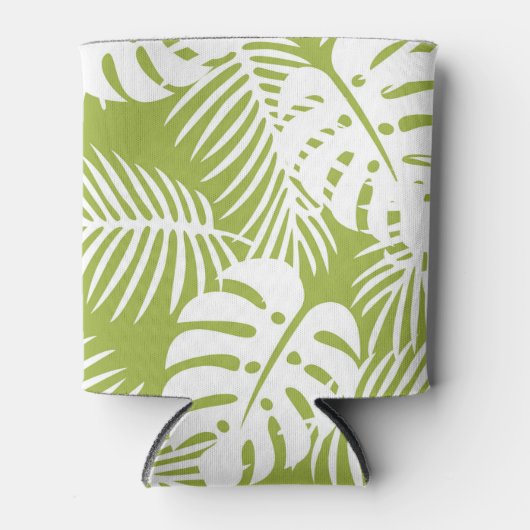 Rainwoud Patroon met groene palmen Blikjeskoeler (Voorkant)