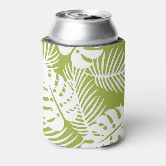 Rainwoud Patroon met groene palmen Blikjeskoeler (Blikje Achterkant)