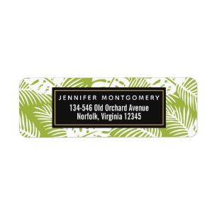 Rainwoud Patroon met groene palmen Etiket