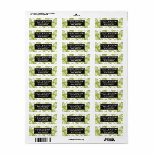 Rainwoud Patroon met groene palmen Etiket (Full Sheet)