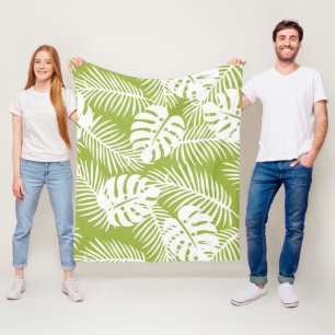 Rainwoud Patroon met groene palmen Fleece Deken