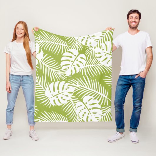 Rainwoud Patroon met groene palmen Fleece Deken (In situ)