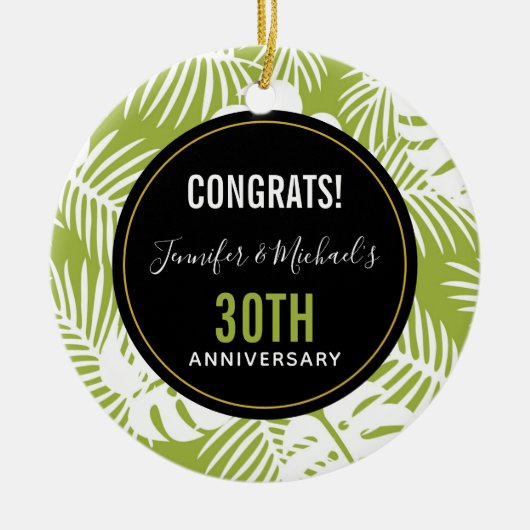 Rainwoud Patroon met groene palmen Keramisch Ornament (Voorkant)