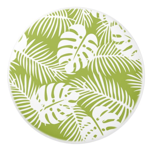 Rainwoud Patroon met groene palmen Keramische Knop (Voorkant)