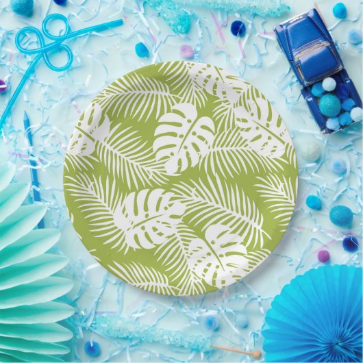 Rainwoud Patroon met groene palmen Papieren Bordje (Feest)