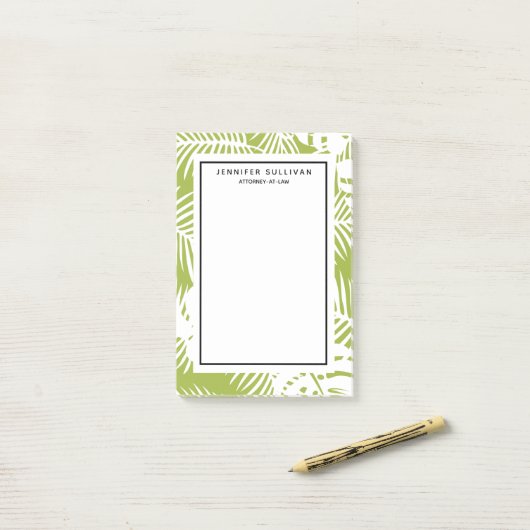 Rainwoud Patroon met groene palmen Post-it® Notes (Op bureau)