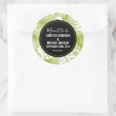 Rainwoud Patroon met groene palmen Ronde Sticker (Tas)