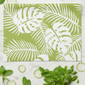 Rainwoud Patroon met groene palmen Theedoek (Gevouwen)