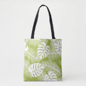 Rainwoud Patroon met groene palmen Tote Bag (Voorkant)