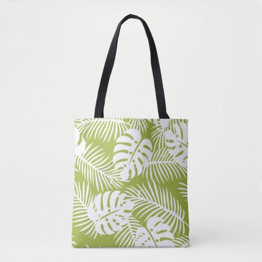 Rainwoud Patroon met groene palmen Tote Bag (Voorkant)