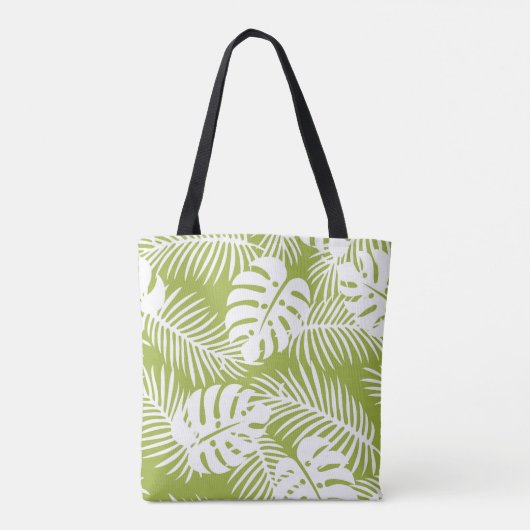 Rainwoud Patroon met groene palmen Tote Bag (Achterkant)