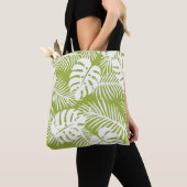 Rainwoud Patroon met groene palmen Tote Bag (Dichtbij)