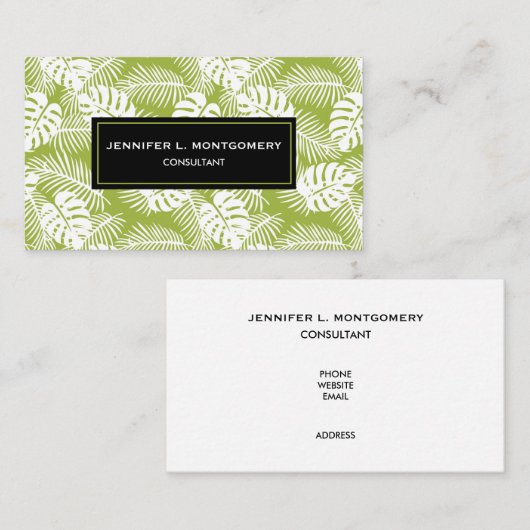 Rainwoud Patroon met groene palmen Visitekaartje (Voorkant / Achterkant)