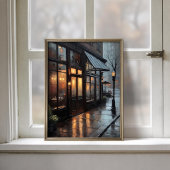 Rainy Bistro Street Cafe Wall Poster