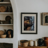 Rainy Bistro Street Cafe Wall Poster