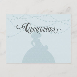 Rainy Blue & Steel Charro Silhouette Quinceanera Uitnodiging Briefkaart
