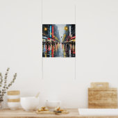 Rainy City Street Waterverf Poster (Keuken)