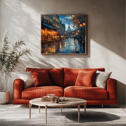 Rainy Cobblestone Street in Parijs Canvas Afdruk