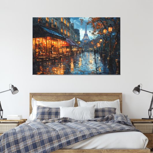 Rainy Cobblestone Street in Parijs Canvas Afdruk (Insitu (Slaapkamer))
