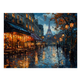 Rainy Cobblestone Street in Parijs Perfect Poster