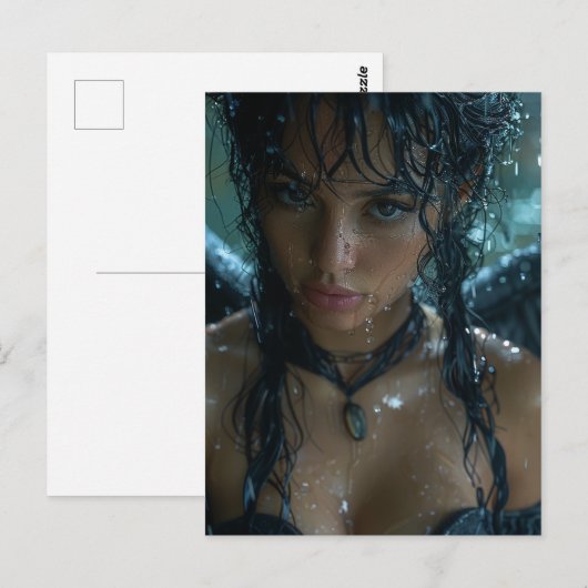 Rainy Dark Angel Fantasy Briefkaart (Voorkant / Achterkant)