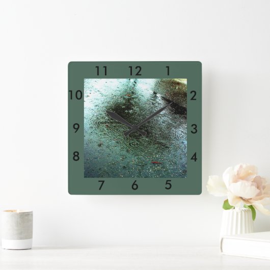 Rainy Day Abstract Vierkante Klok (Huis)