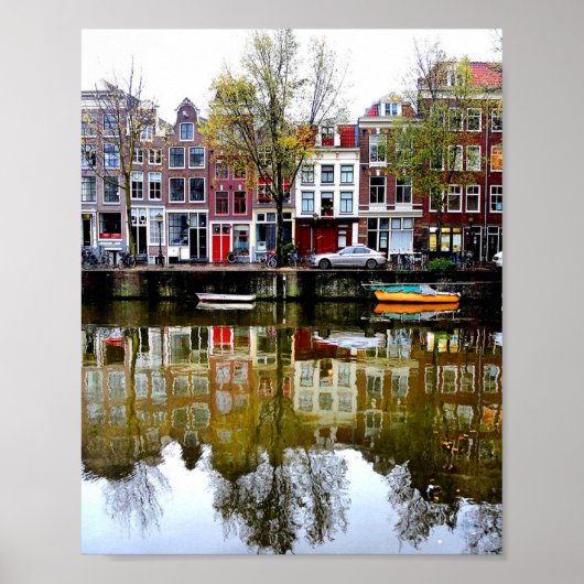 Rainy Day Amsterdam Canal Winter Reflections Foto Poster (Voorkant)