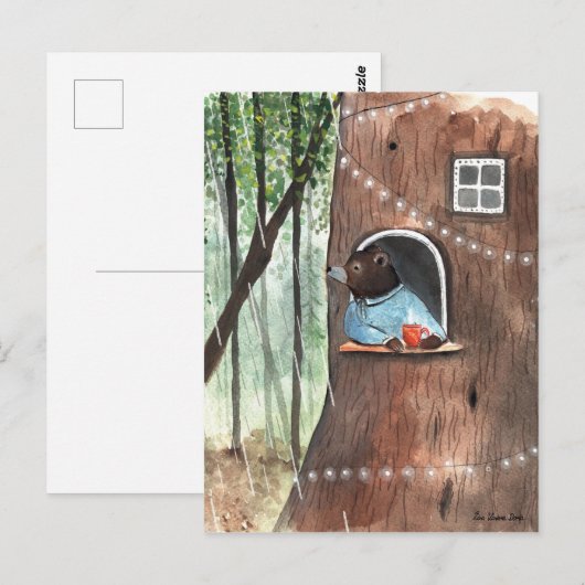 Rainy Day Beer Daydroom Tea Time Illustration Briefkaart (Voorkant / Achterkant)