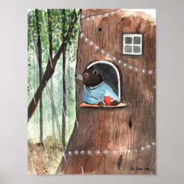 Rainy Day Beer Daydroom Tea Time Illustration Poster