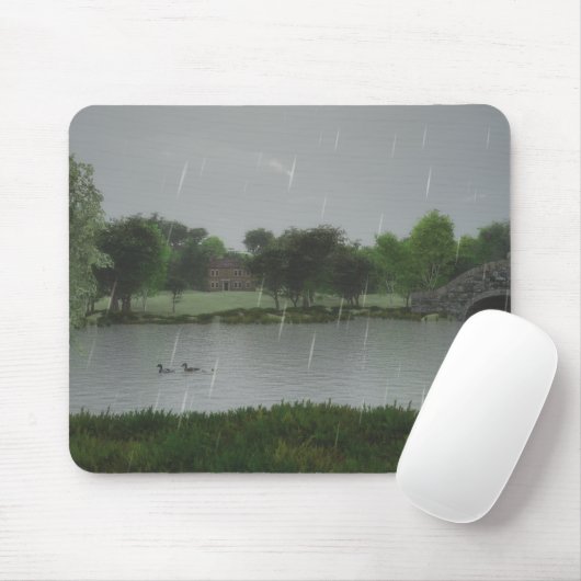 Rainy Day bij het meer van Mousepad Muismat (Met muis)