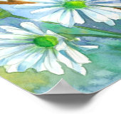 Rainy Day Bird Daisy Flower Garden Waterverf Poster (Hoek)
