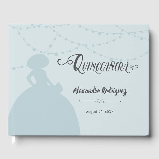 Rainy Day Blue Charro Silhouette Quinceanera Gastenboek (Voorkant)
