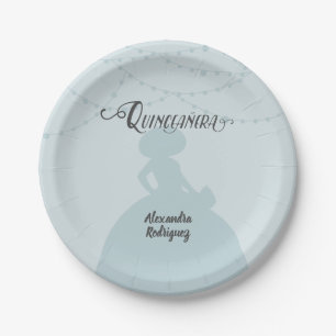 Rainy Day Blue Charro Silhouette Quinceanera Papieren Bordje