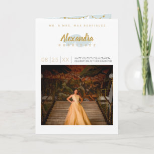 Rainy Day Blue en Gold Photo Quinceanera
