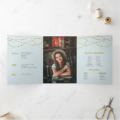 Rainy Day Blue Photo Quinceanera Drieluik Uitnodiging (Binnen)