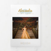 Rainy Day Blue Photo Quinceanera Drieluik Uitnodiging (Cover)