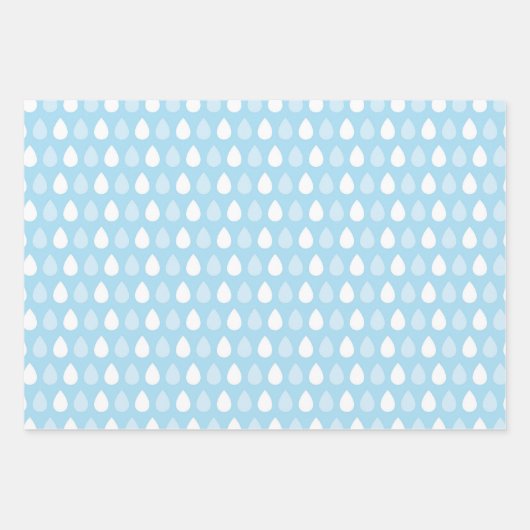 Rainy Day Blues Wolken, Paraplu's en Regen Drops Inpakpapier Vel (Voorkant 3)