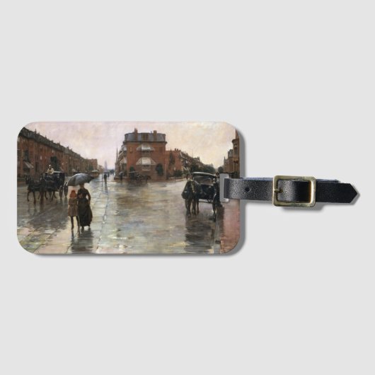 Rainy Day, Boston van Frederick Childe Hassam Bagagelabel (Voorkant (horizontaal))