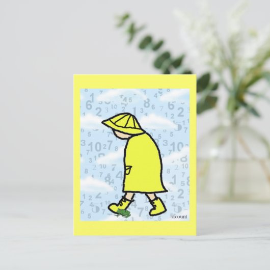 Rainy Day Boy Briefkaart (Staand voorkant)