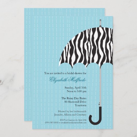 Rainy Day Bridal Shower Uitnodiging (Voorkant / Achterkant)