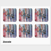 Rainy Day Carnaby Street Vierkante Sticker (Vel)