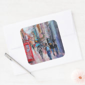 Rainy Day Carnaby Street Vierkante Sticker (Envelop)
