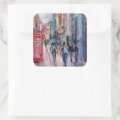 Rainy Day Carnaby Street Vierkante Sticker (Tas)