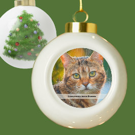 Rainy Day Cat Photo  Keramische Bal Ornament